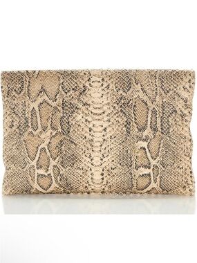 All Saints Beige Snake Embossed Leather Clutch